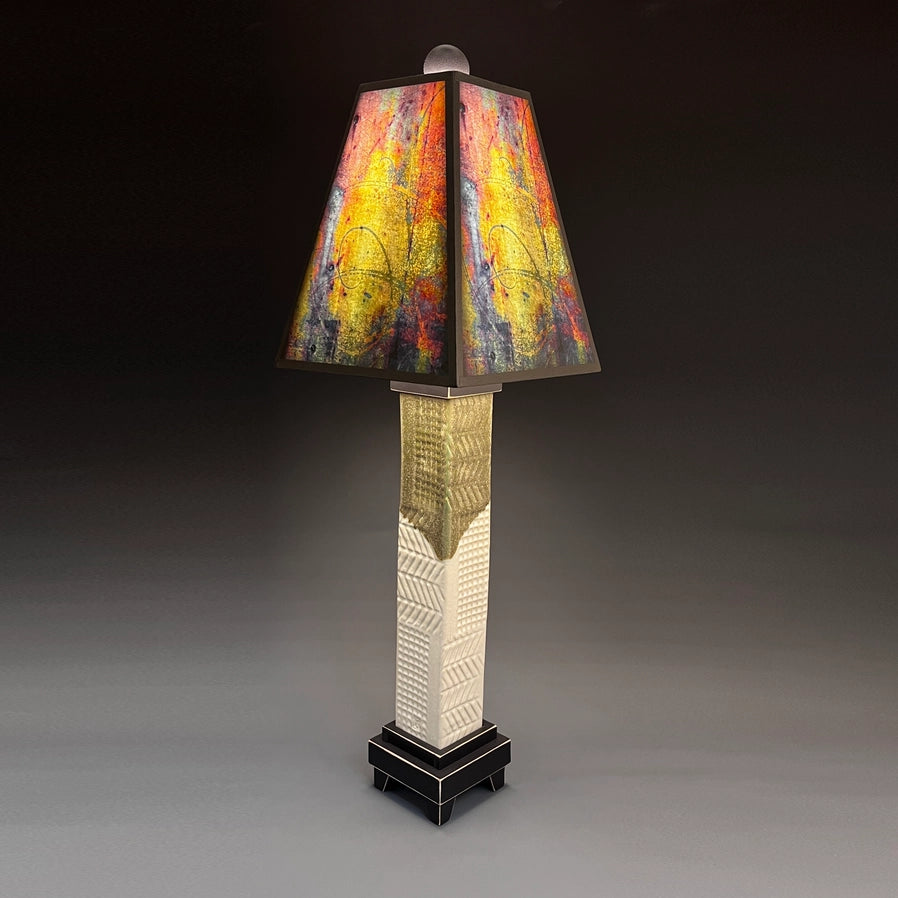 Metallic Glass - White Base Table Lamp