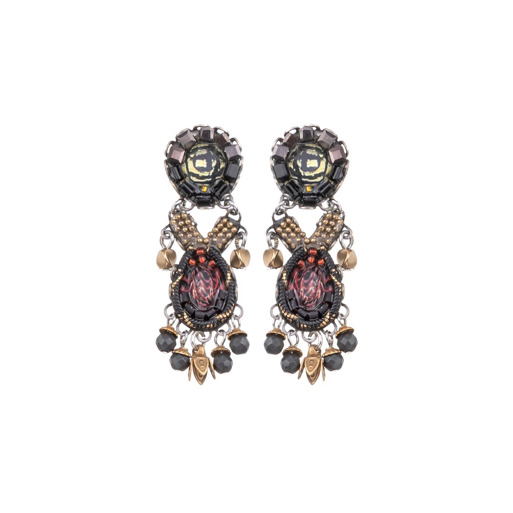 Black Stylish Earrings - Tiger Eye