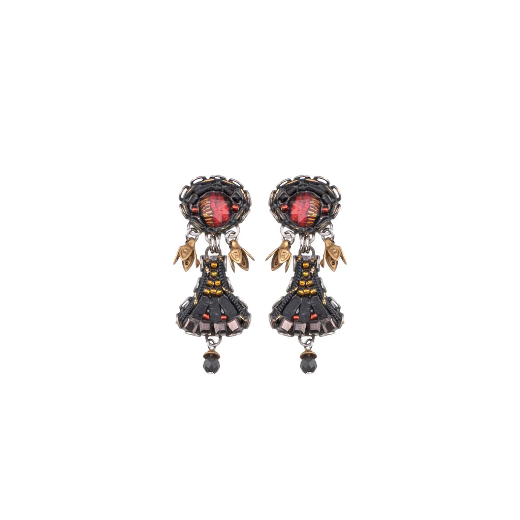 Black Casual Earrings - Tiger Eye