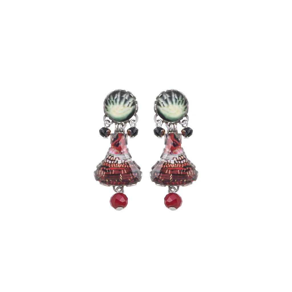 Red Small Earrings - Oriental Hues