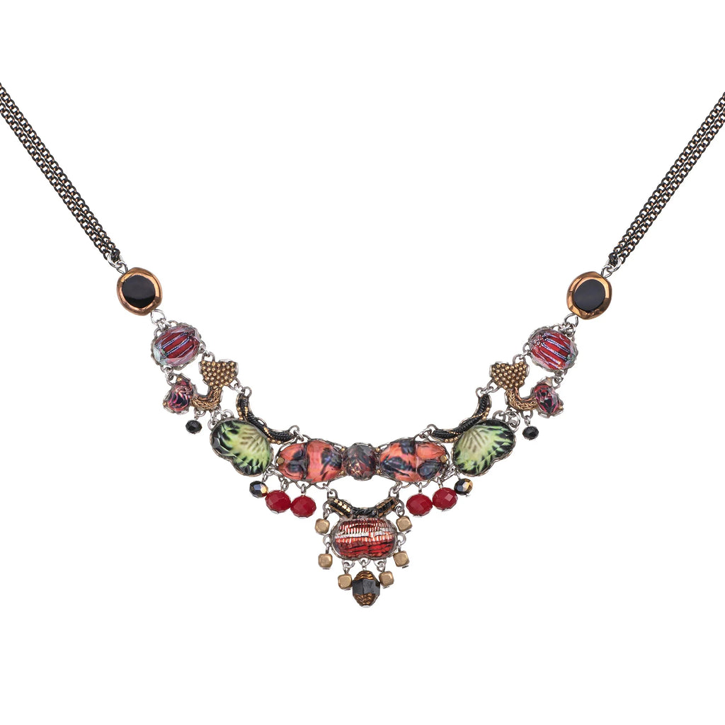 Red Artistic Necklace - Oriental Hues