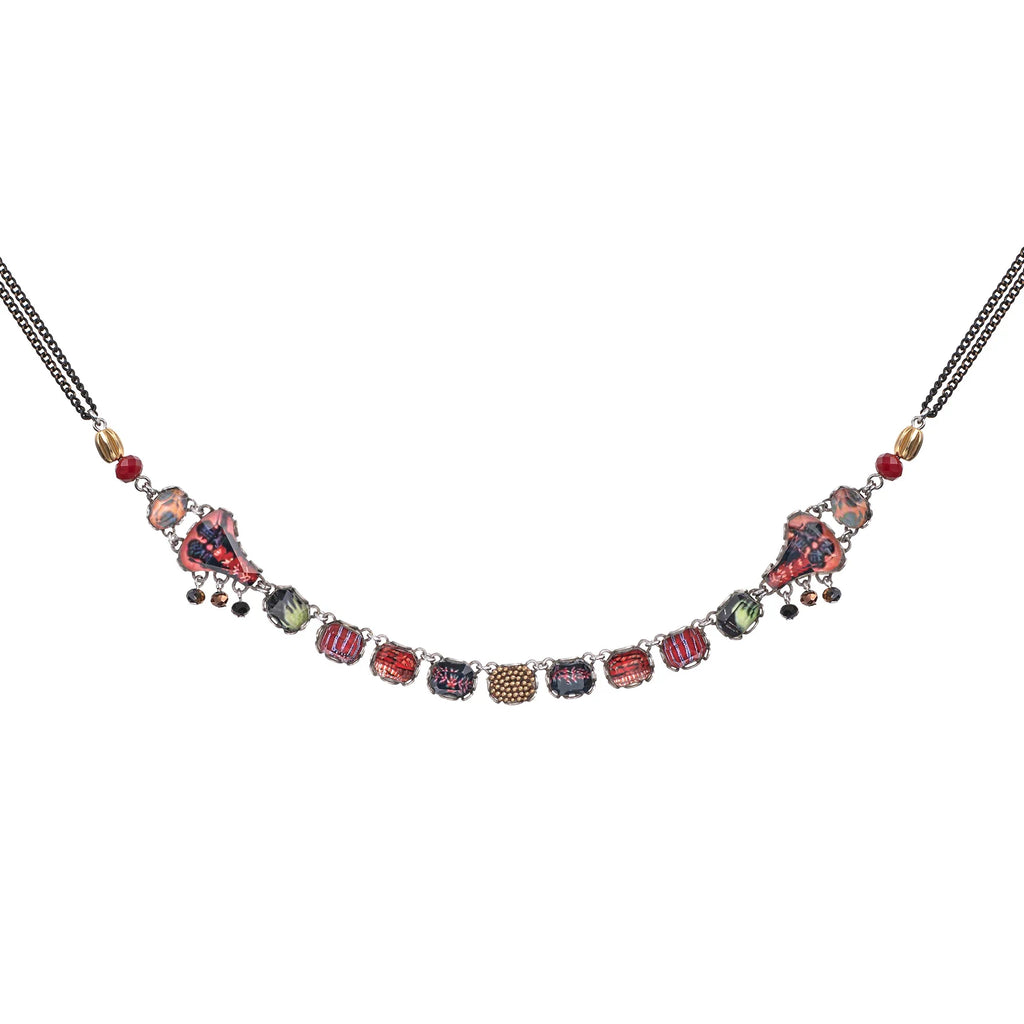 Red Graceful Necklace - Oriental Hues