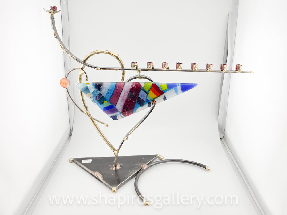 Two-toned heart menorah