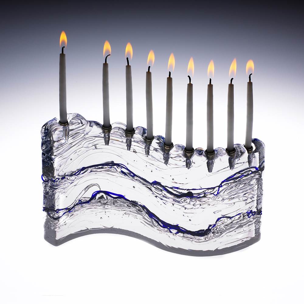 S Menorah with Blue Lines