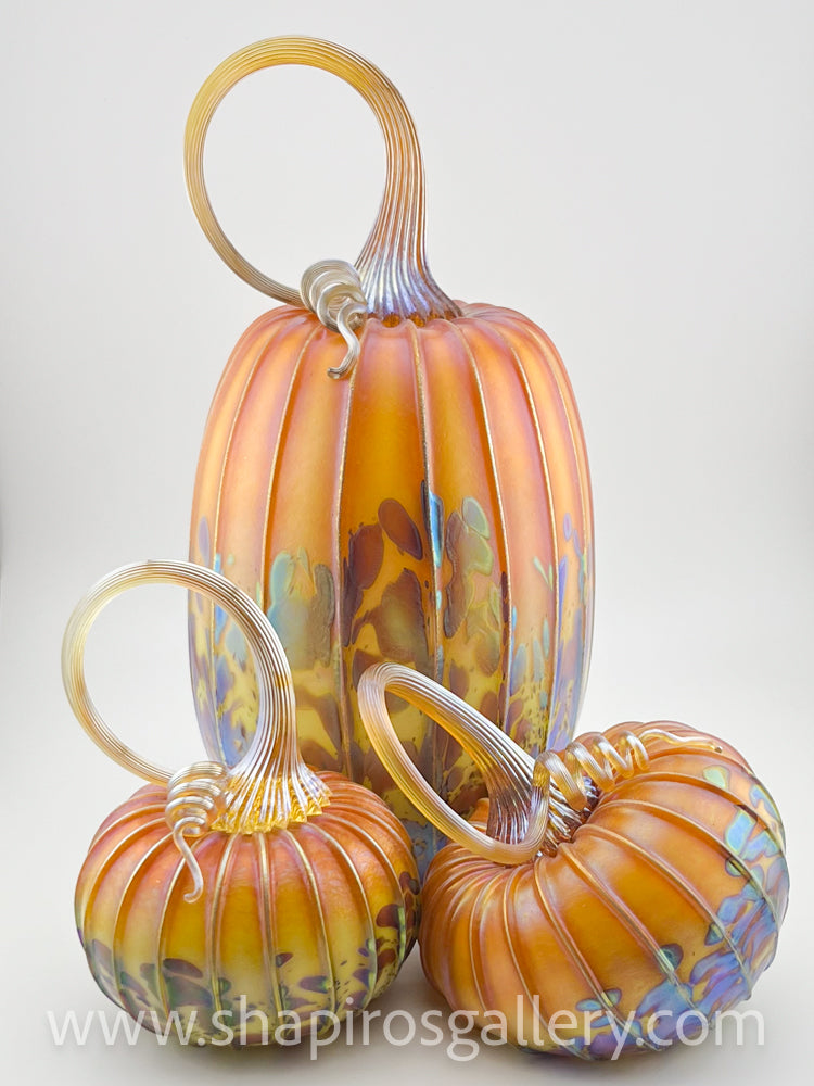 Set of Three Blown Glass Pumpkins - Ginger