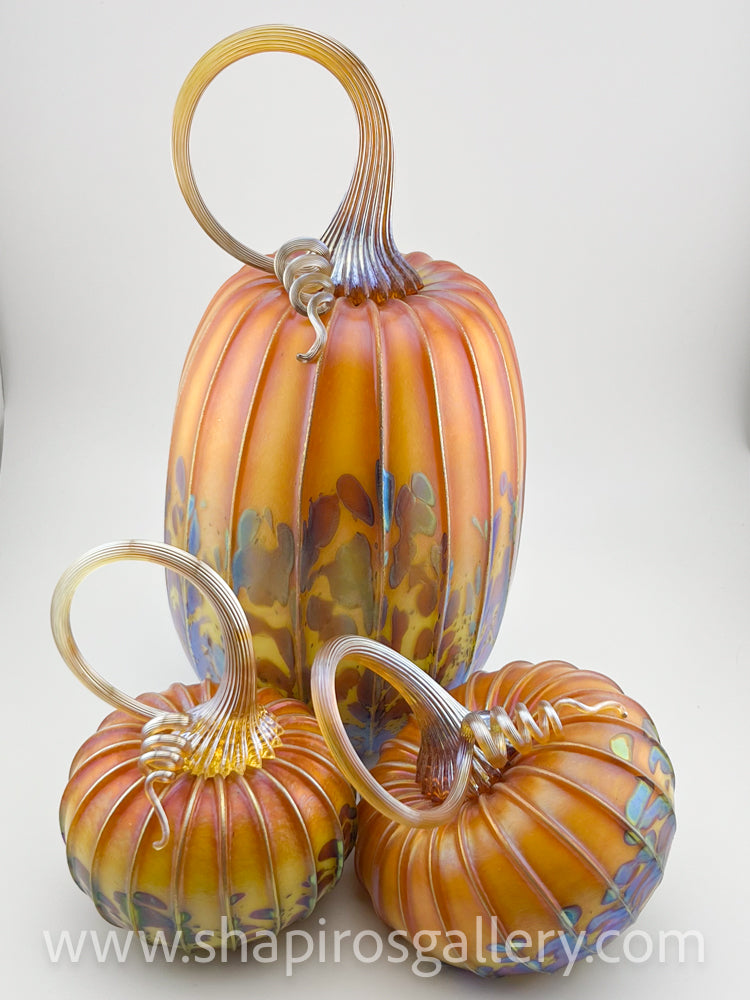 Set of Three Blown Glass Pumpkins - Ginger