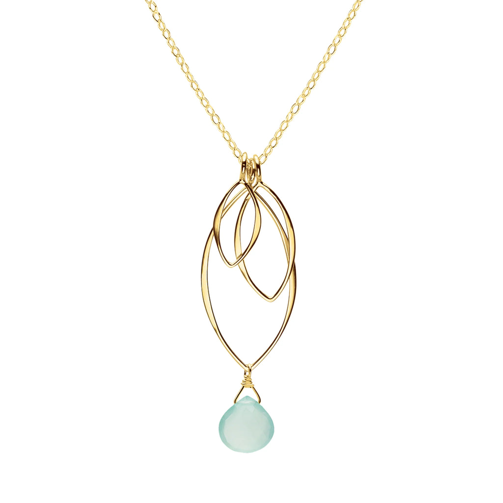 Medium Leaf Fringe Necklace with Chalcedony