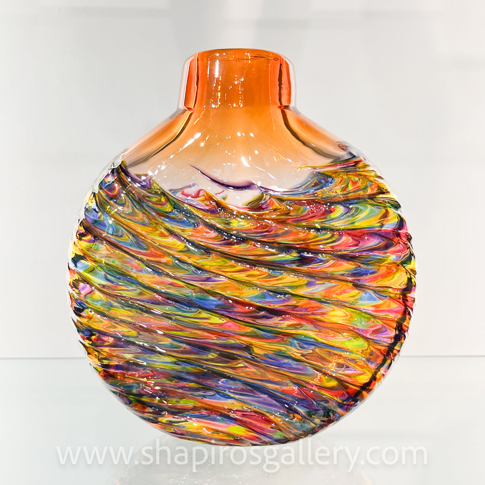 Orange Optic Rib Flat Vase