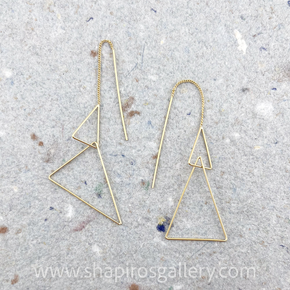 Dual Triangle Ear Drapes - Gold