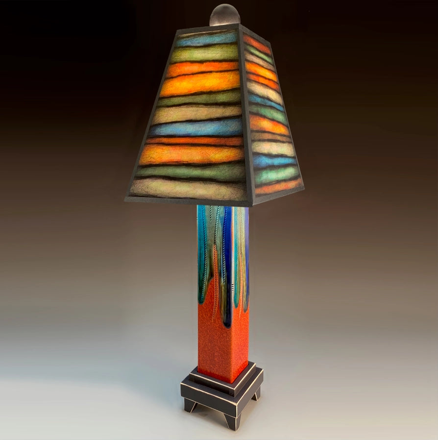 Rough Stripes - Straight Red Base Table Lamp