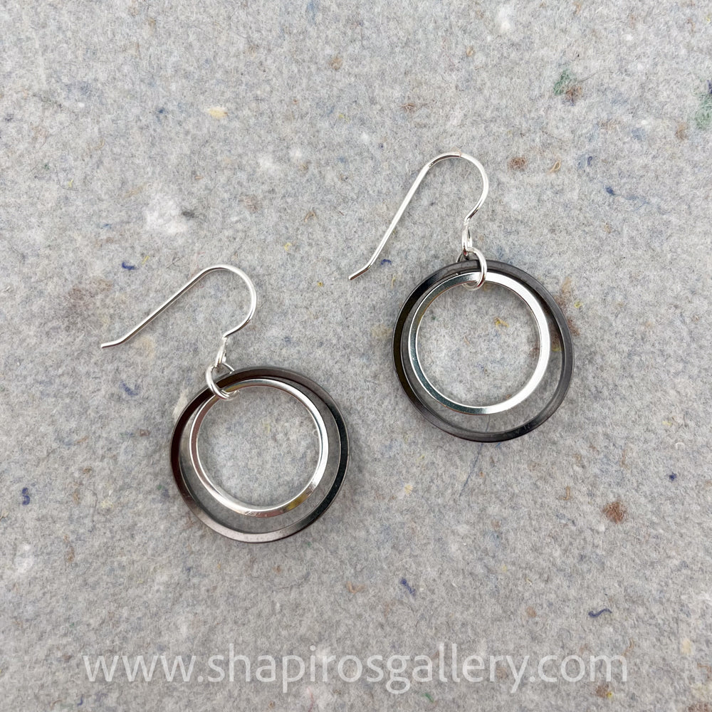 Black and Silver Circle Earrings