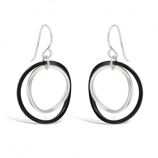 Black and Silver Circle Earrings