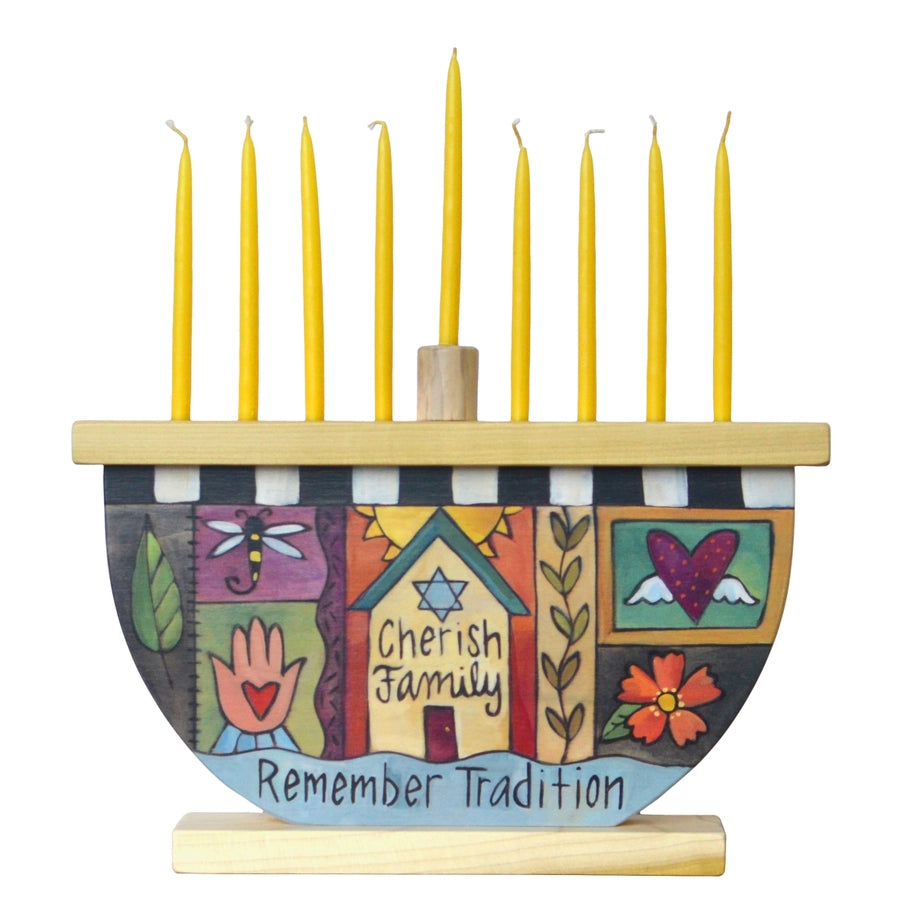 "Chag Sameach" Wooden Menorah