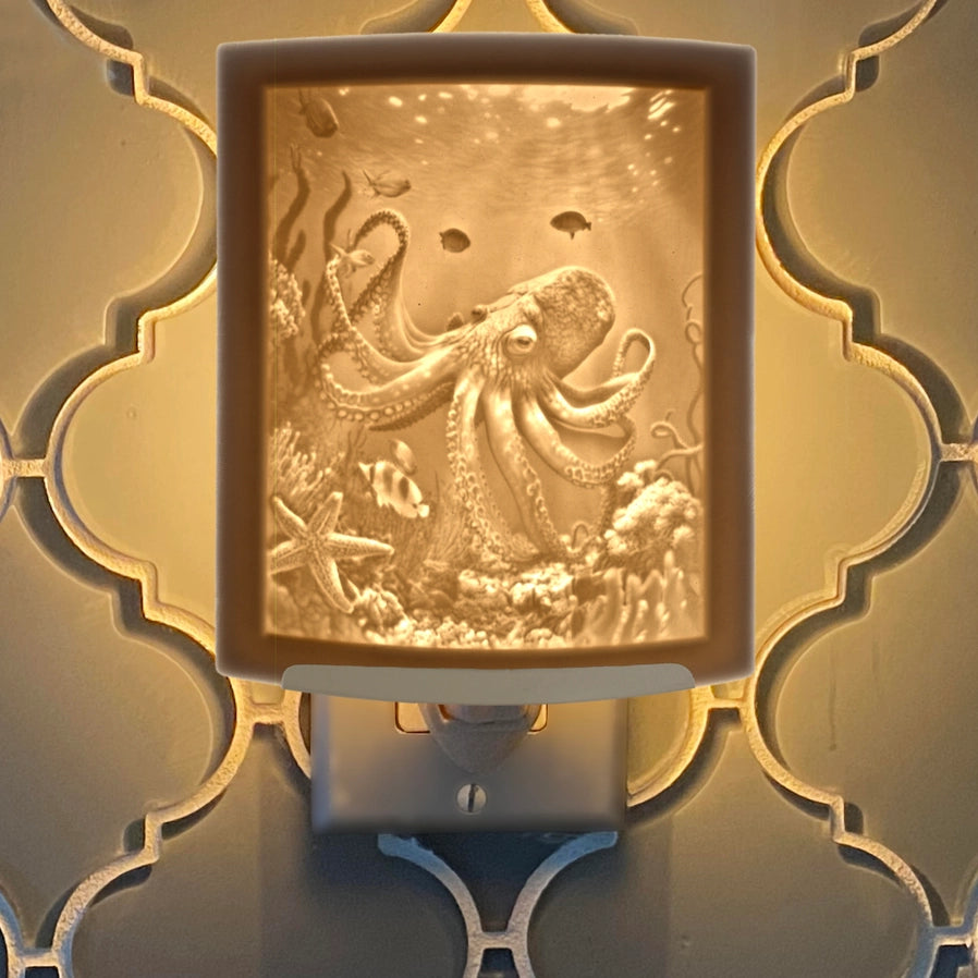 Octopus Porcelain Lithophane Night Light