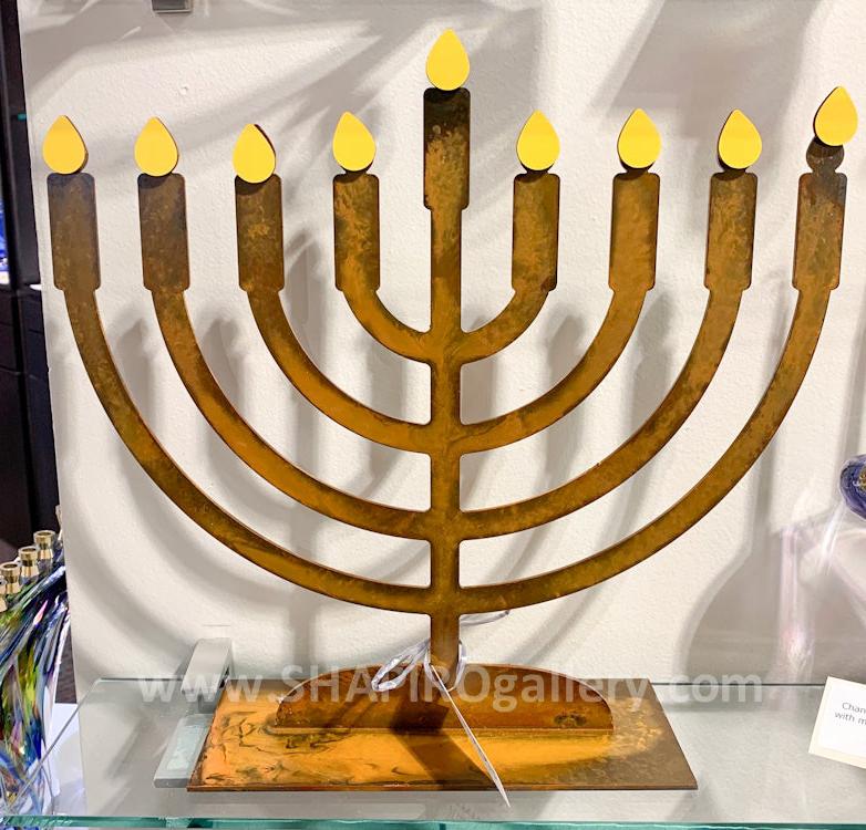 Menorah with Flame Magnets