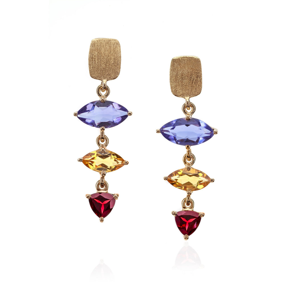 Iolite Jewel Drop East West Marquise 18k Earrings