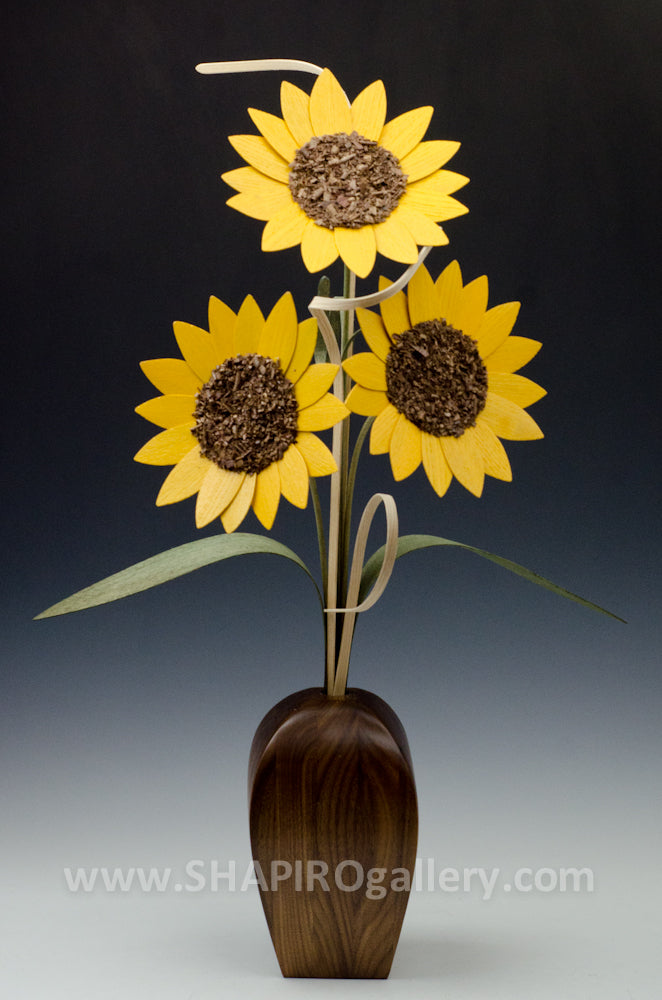 Wooden Sunflower Expression Bouquet Vase